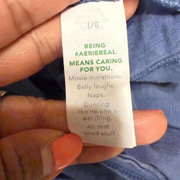 Aerie American Eagle Comfy Cozy Square Neck Cropped Tank Top Size Large Blue - Picture 4 of 6